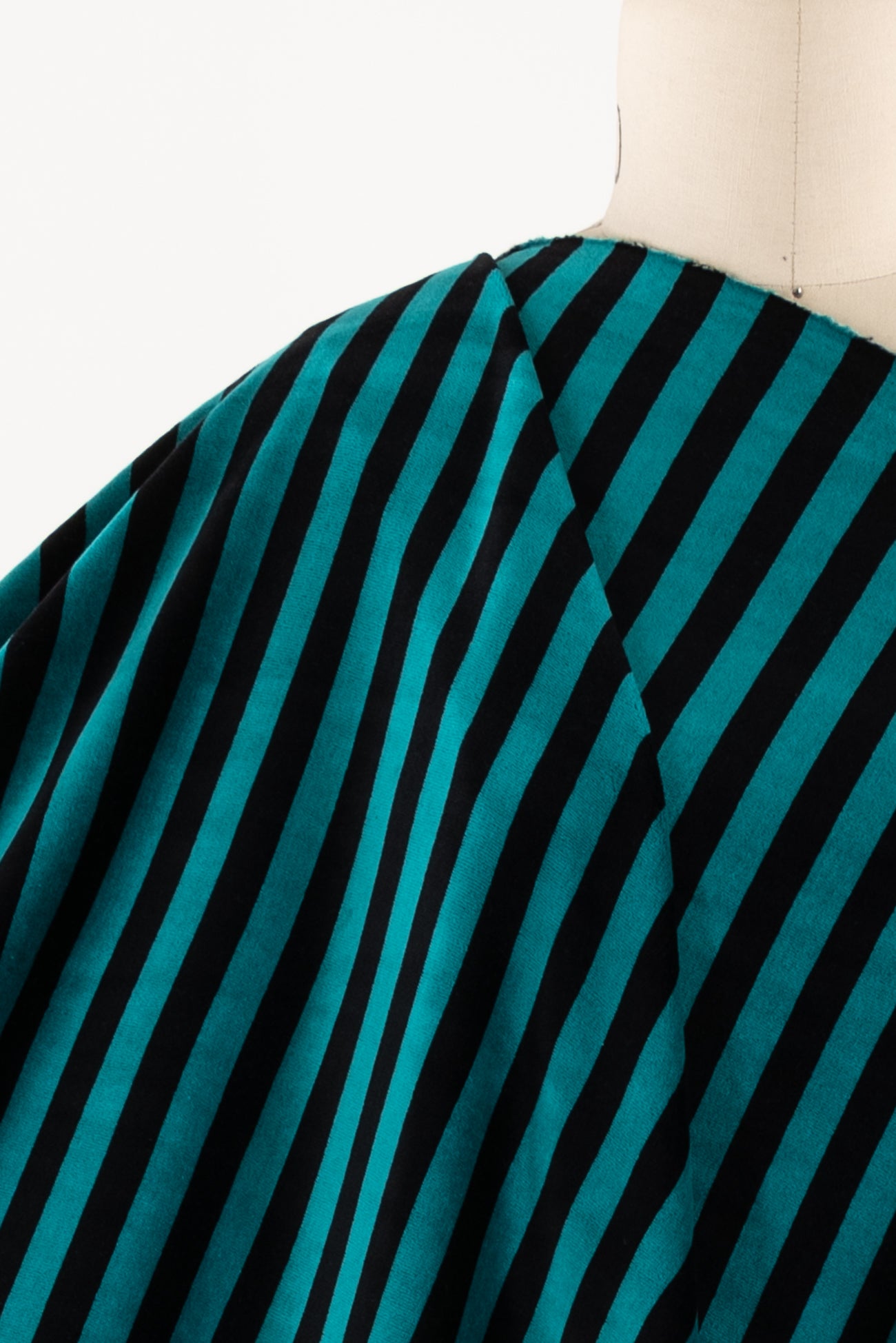 Milan Teal Stripes Velour Knit