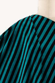 Milan Teal Stripes Velour Knit