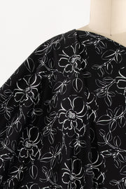 Monochrome Bloom Stretch Cotton Woven