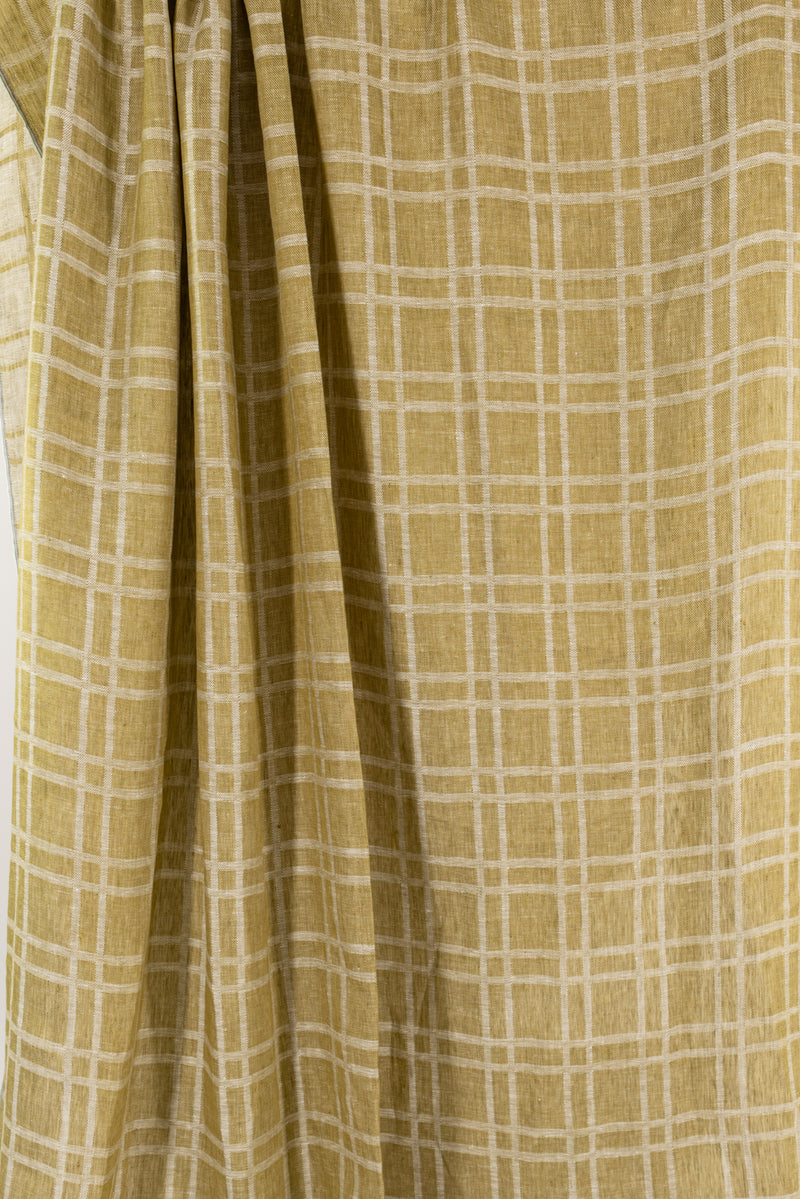 Green Moss Plaid Linen Woven