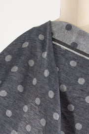Navy Double Dot Linen Jacquard Woven