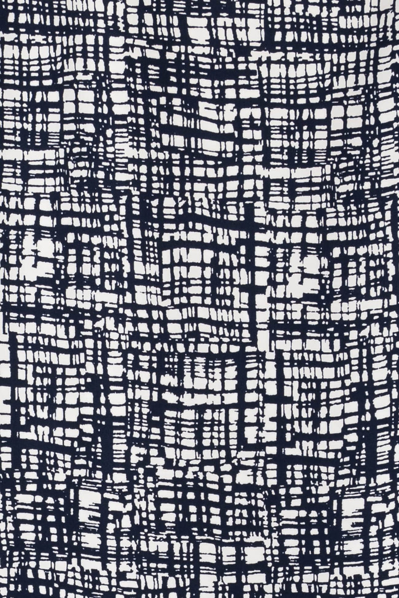 Navy Grid Silk Woven
