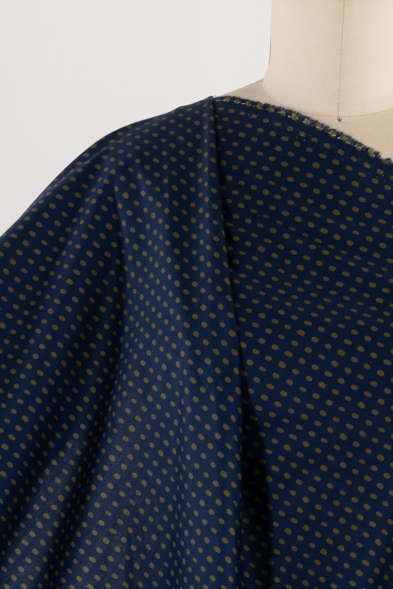 Navy Pea Dots Cotton Woven