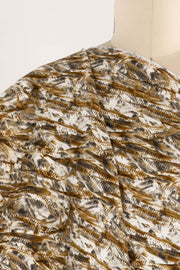 Ochre Vines Italian Stretch Cotton Denim Woven