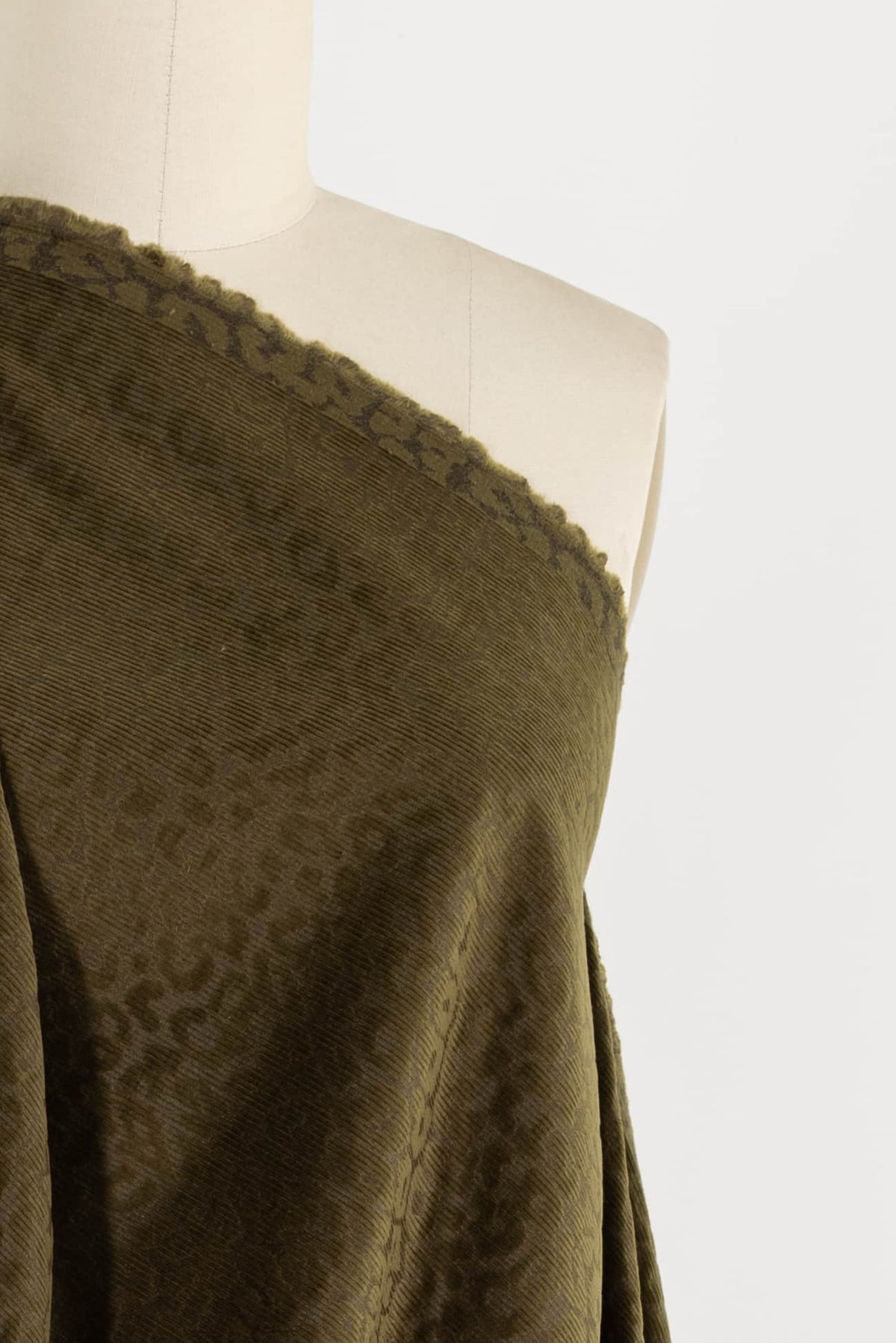 Olive Cheetah Stretch Corduroy Woven