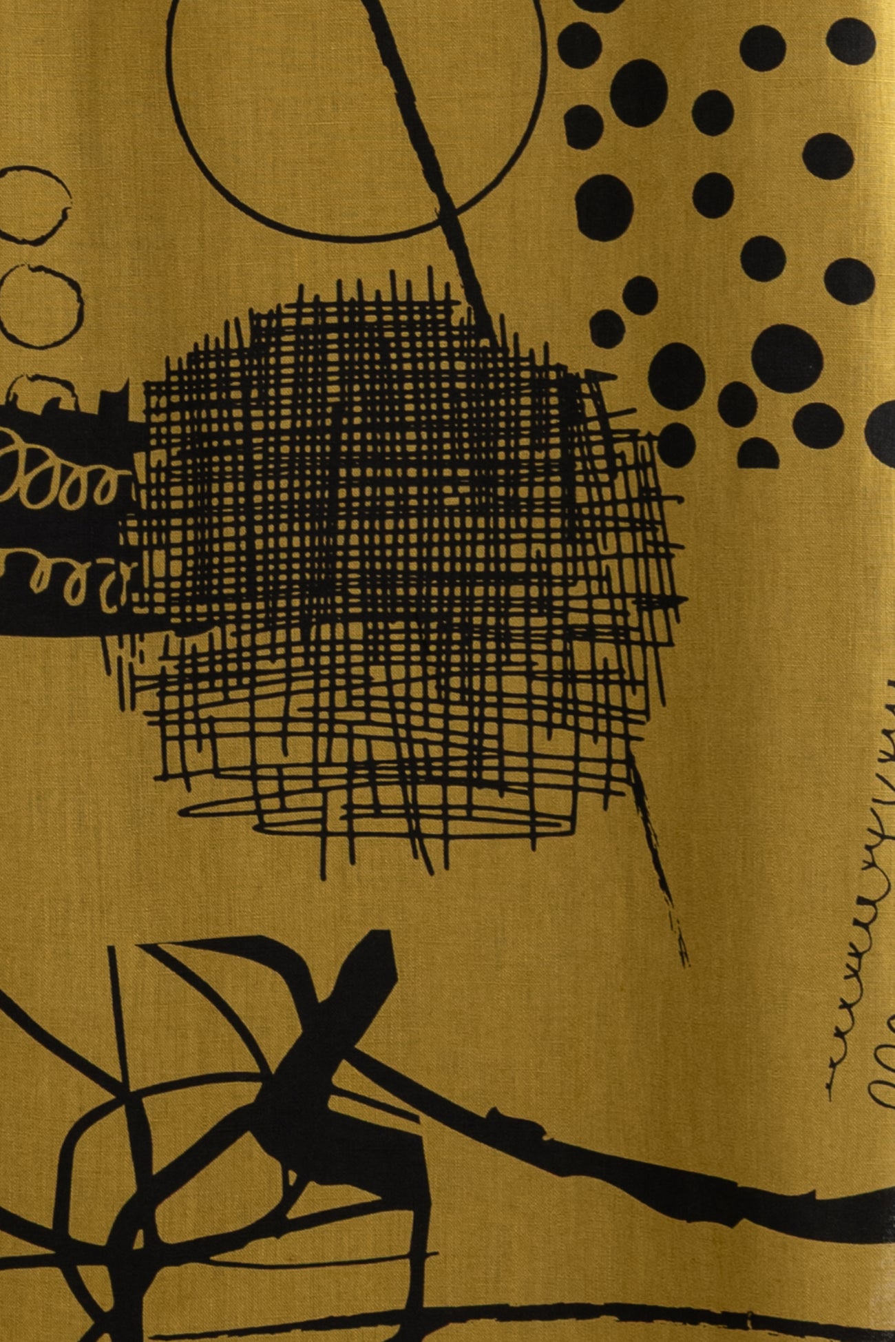 Olive Dot Collage Linen Woven