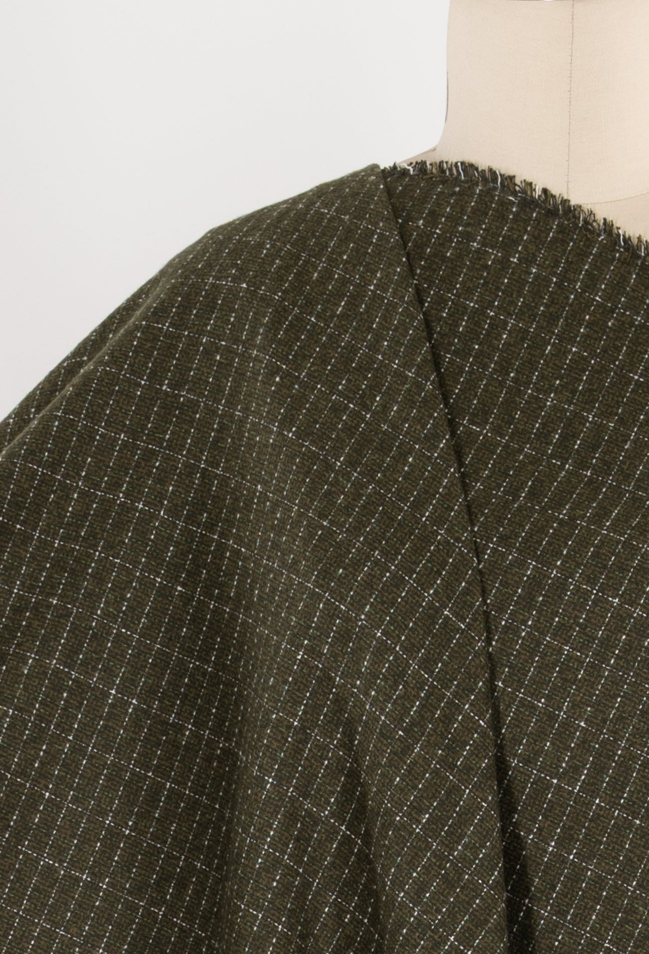 Olive Grid Cotton Flannel Woven