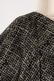 Olive Squared Italian Viscose Challis Woven