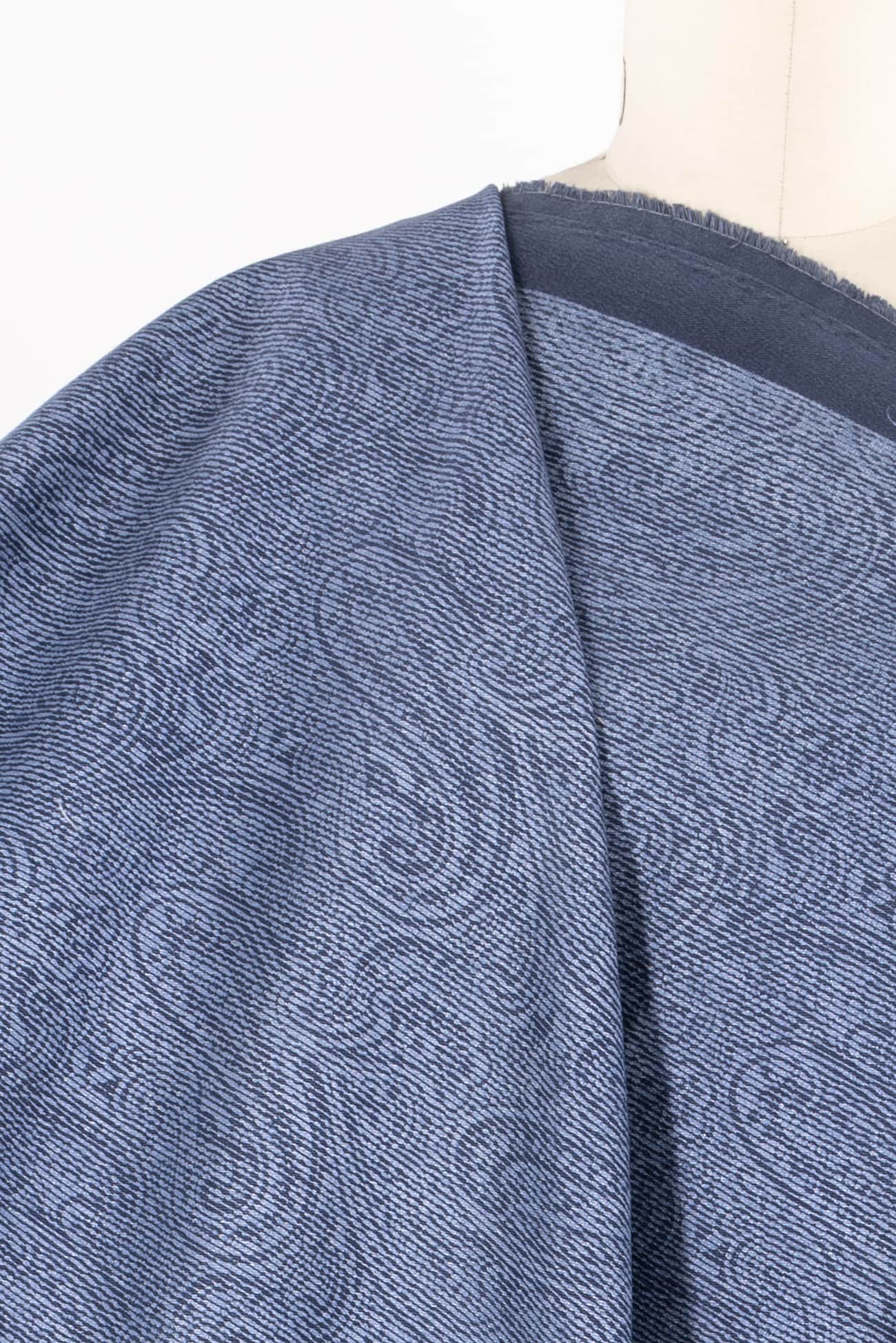 Paisley Stripe Stretch Cotton Denim Woven