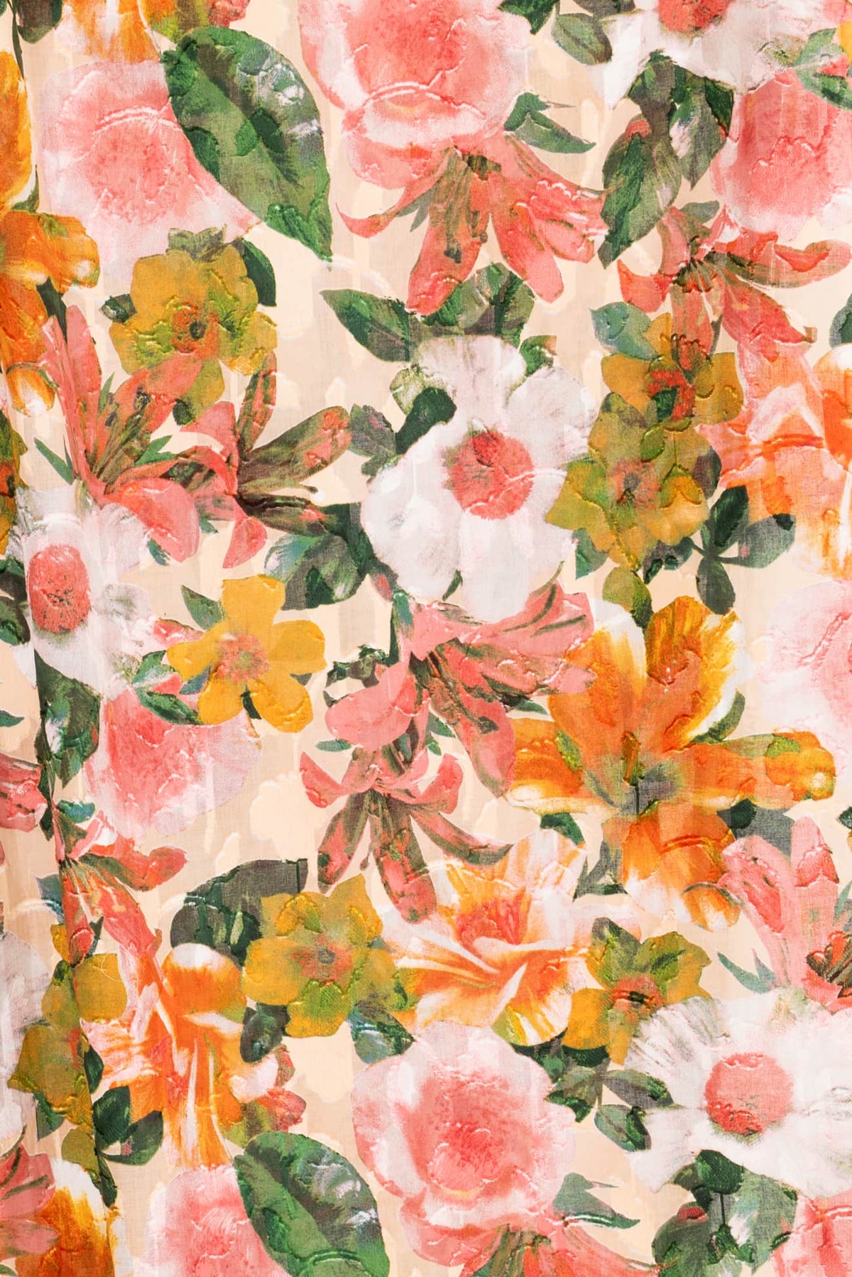 Peach Hibiscus Japanese Cotton/Viscose Woven