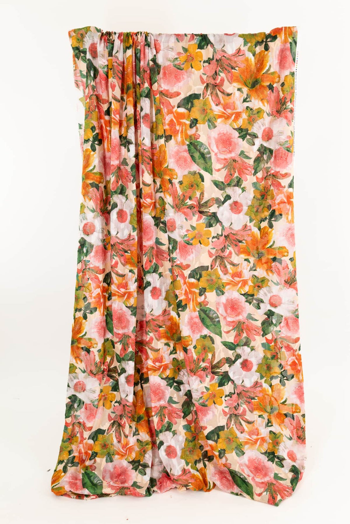 Peach Hibiscus Japanese Cotton/Viscose Woven