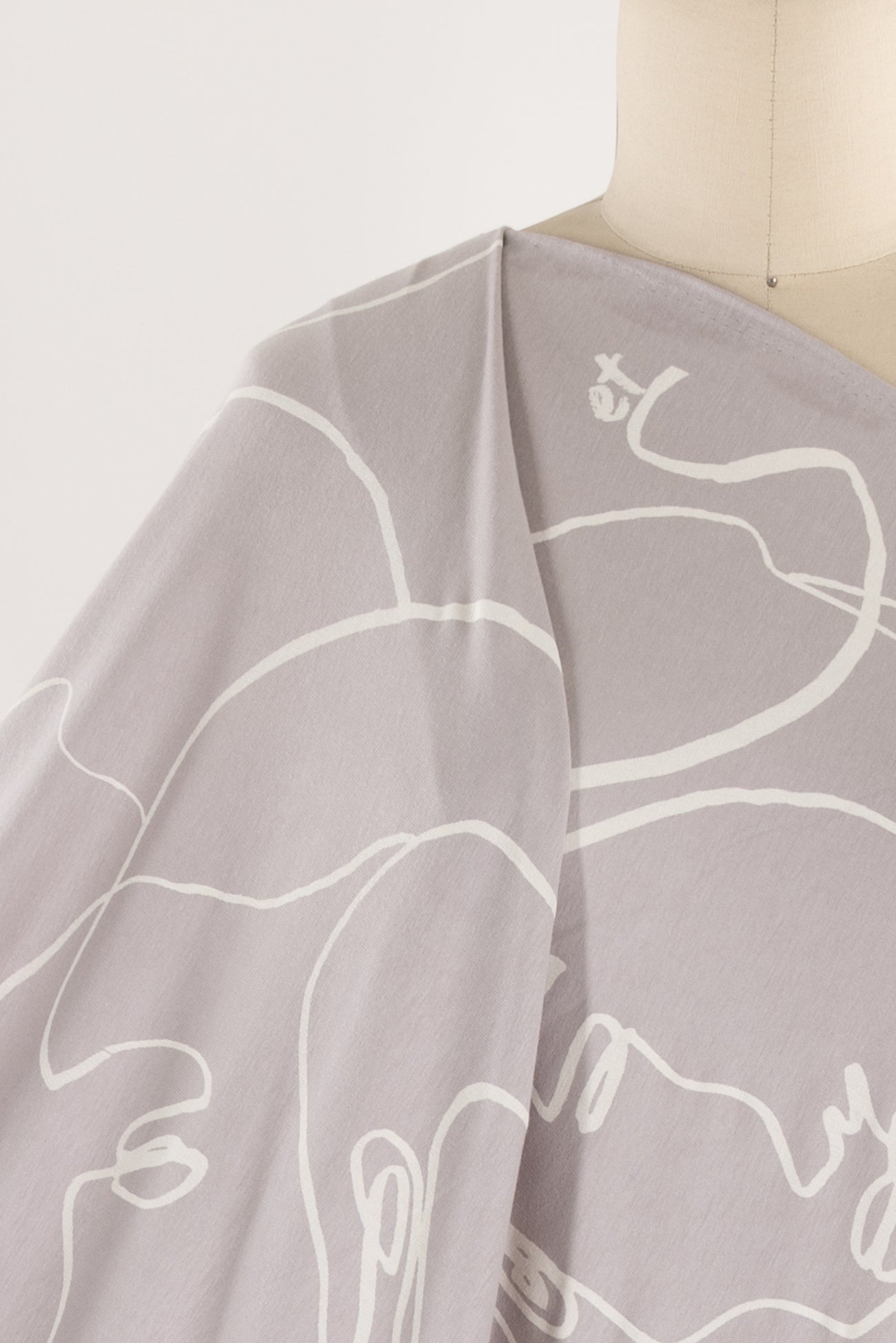 Pearl Gray Ribbons Rayon Knit
