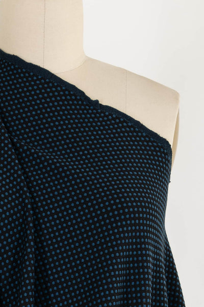 Petite Blue Teal Dots Double Knit - Marcy Tilton Fabrics