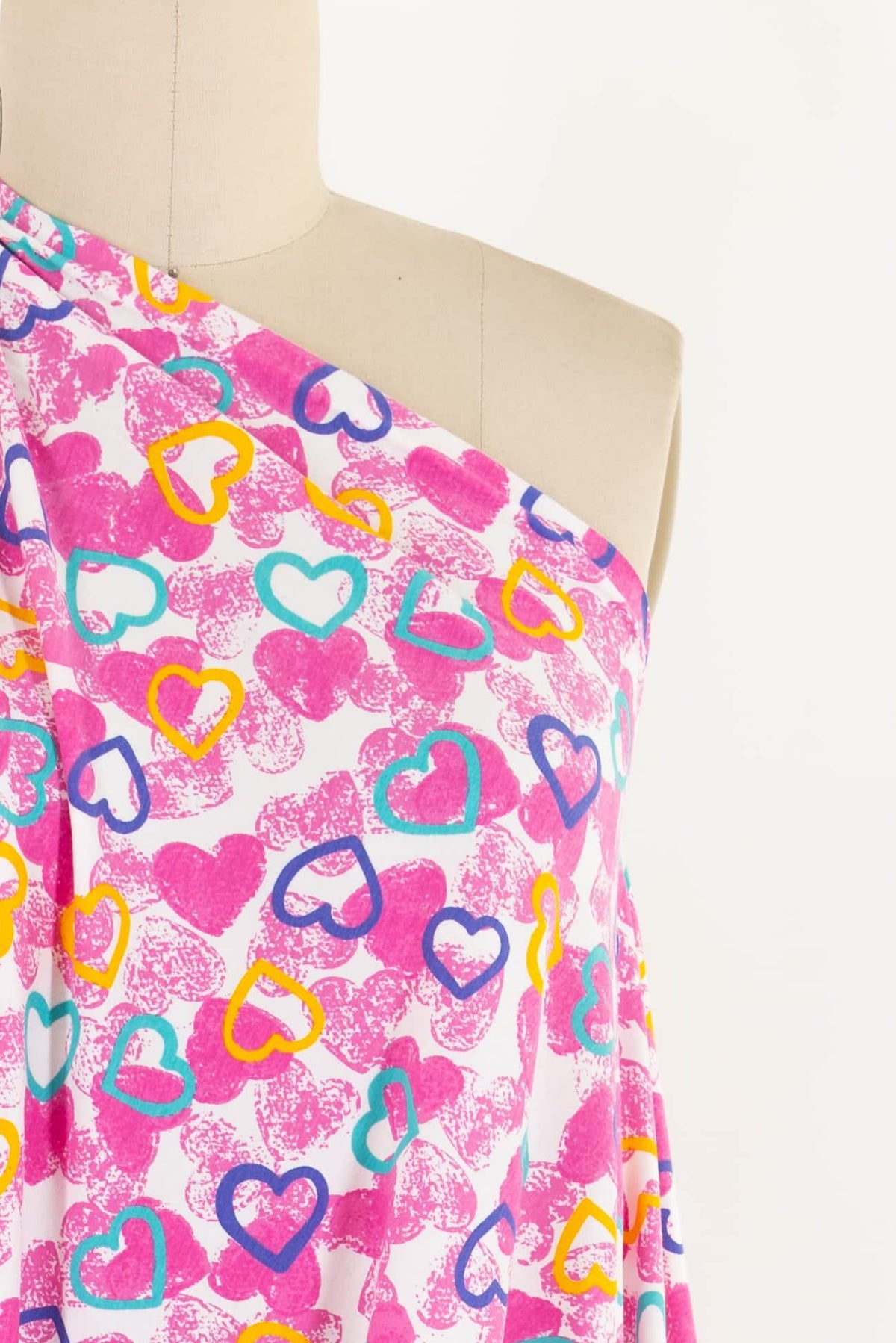 Pink Candy Hearts USA Cotton Knit - Marcy Tilton Fabrics