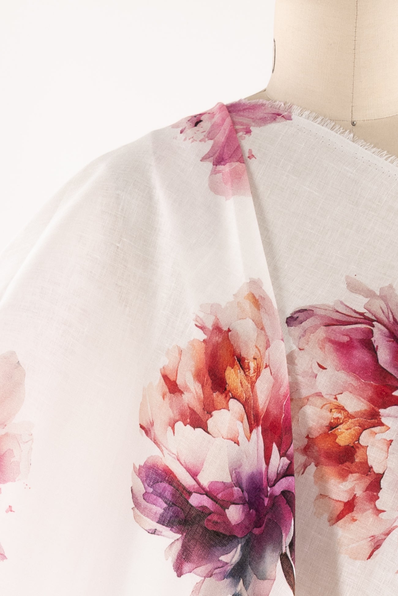 Pink Peonies Euro Linen Woven