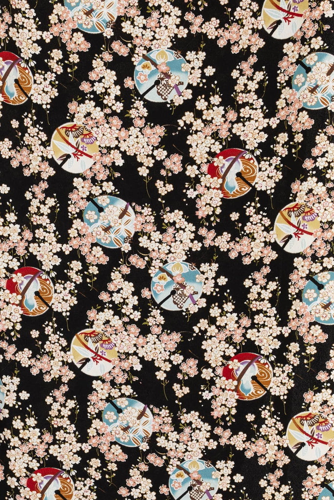 Plum Blossom Japanese Chirimen Poly Crepe Woven - Marcy Tilton Fabrics