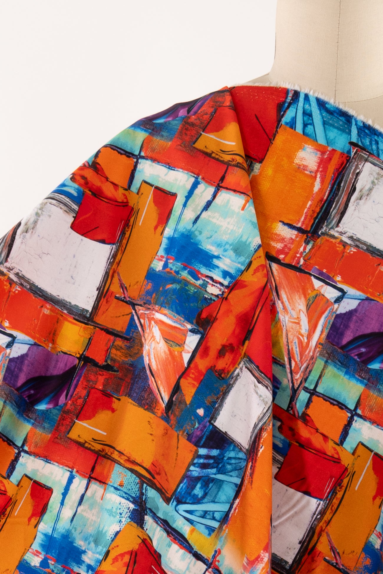 Rainbow Grid Stretch Cotton Woven