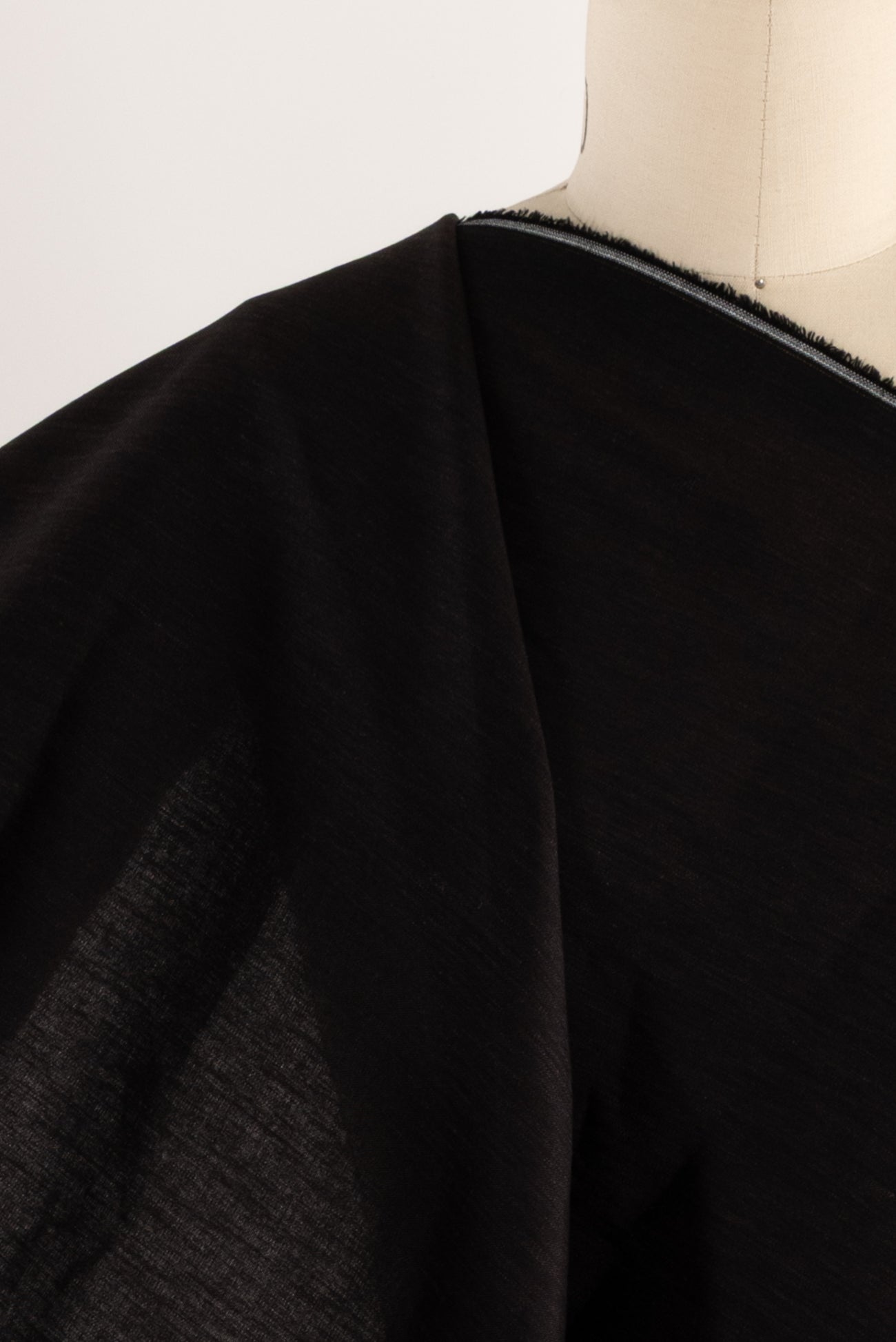 Raven Black Stretch Linen Woven