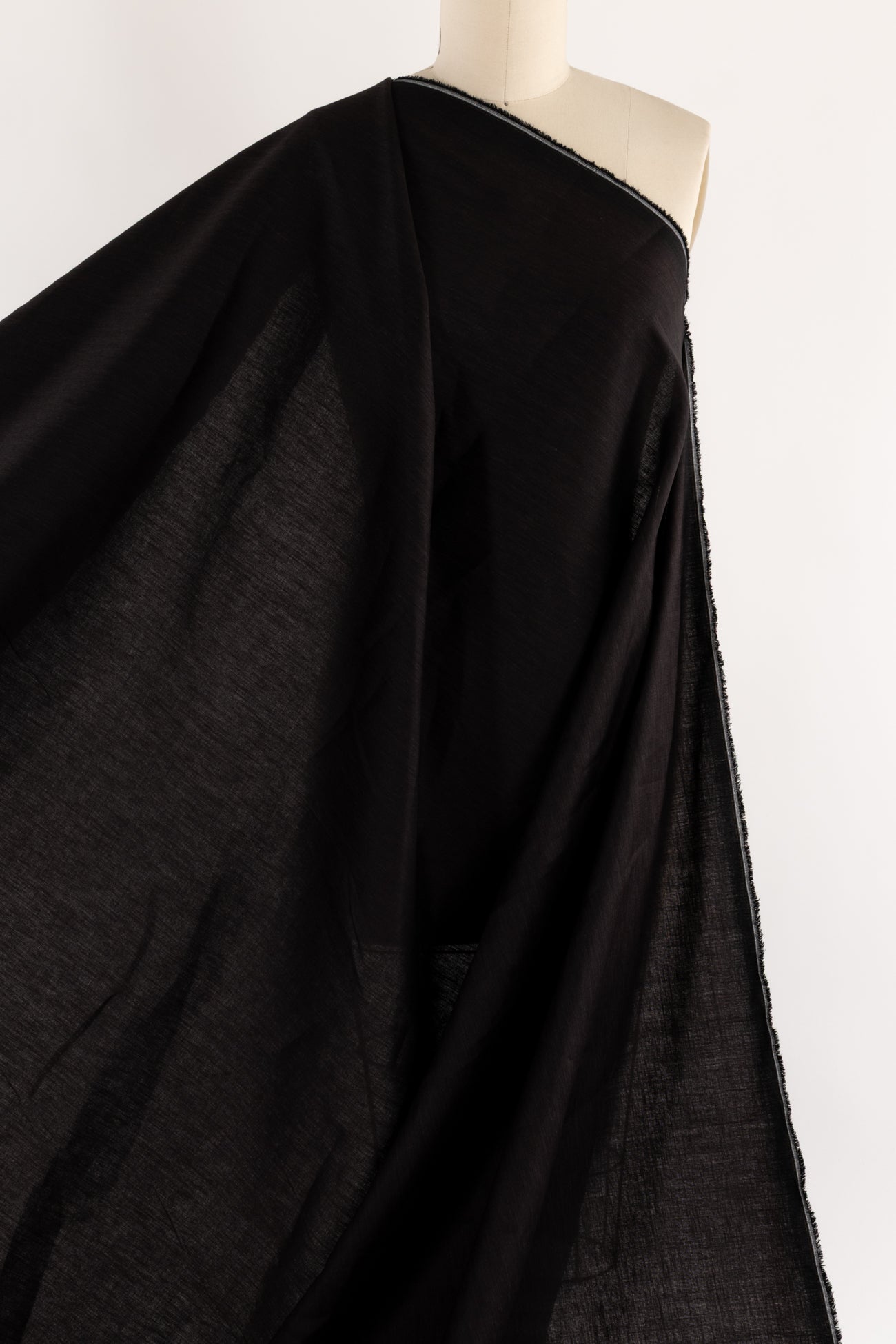 Raven Black Stretch Linen Woven