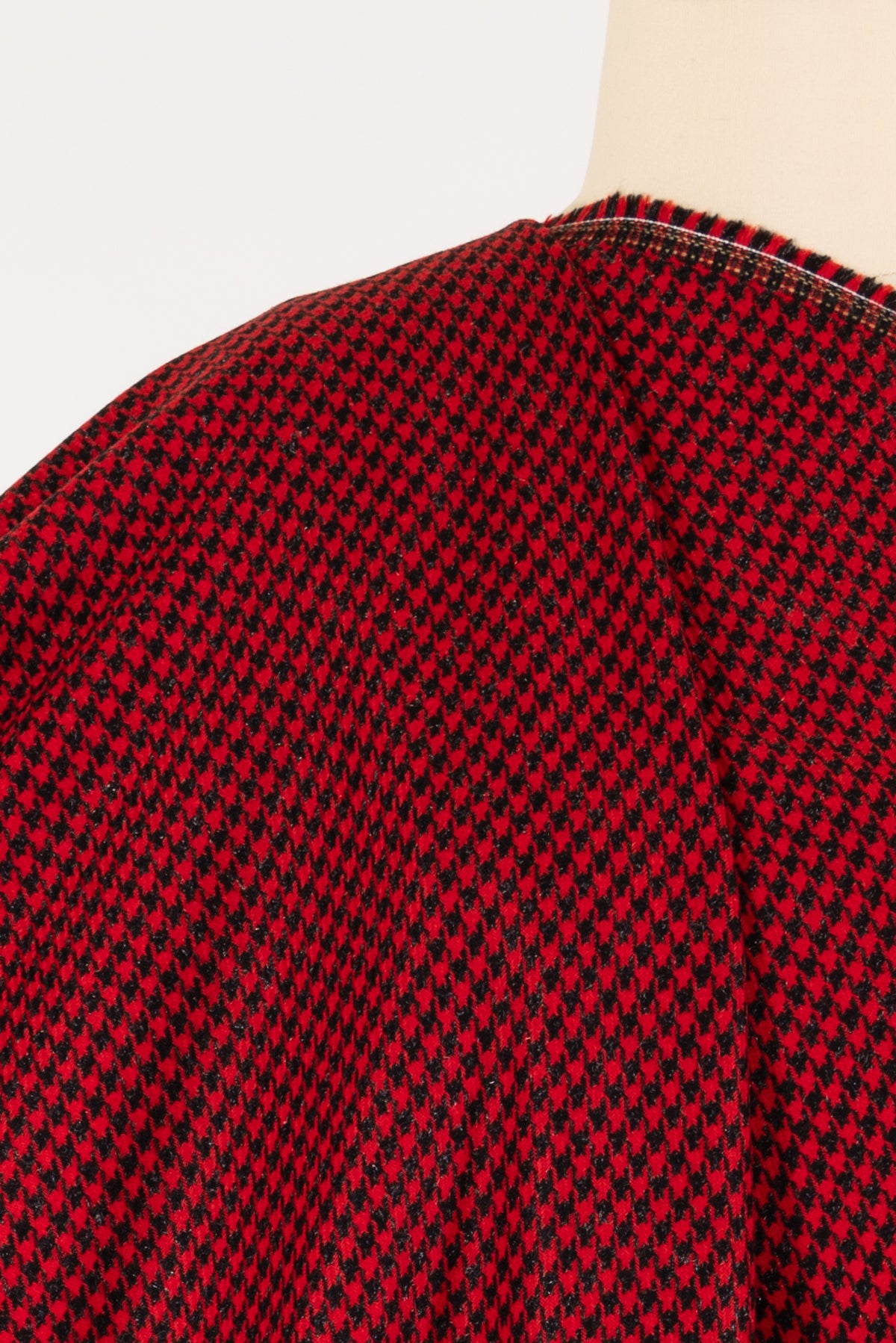 Red Houndstooth Italian Wool/Lurex Woven