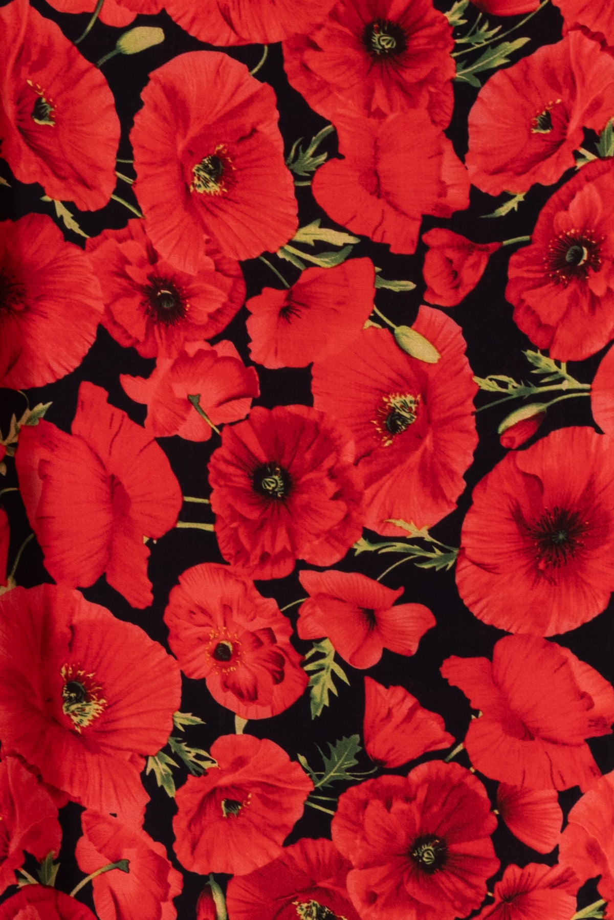 Red Poppies Rayon Crepe Woven