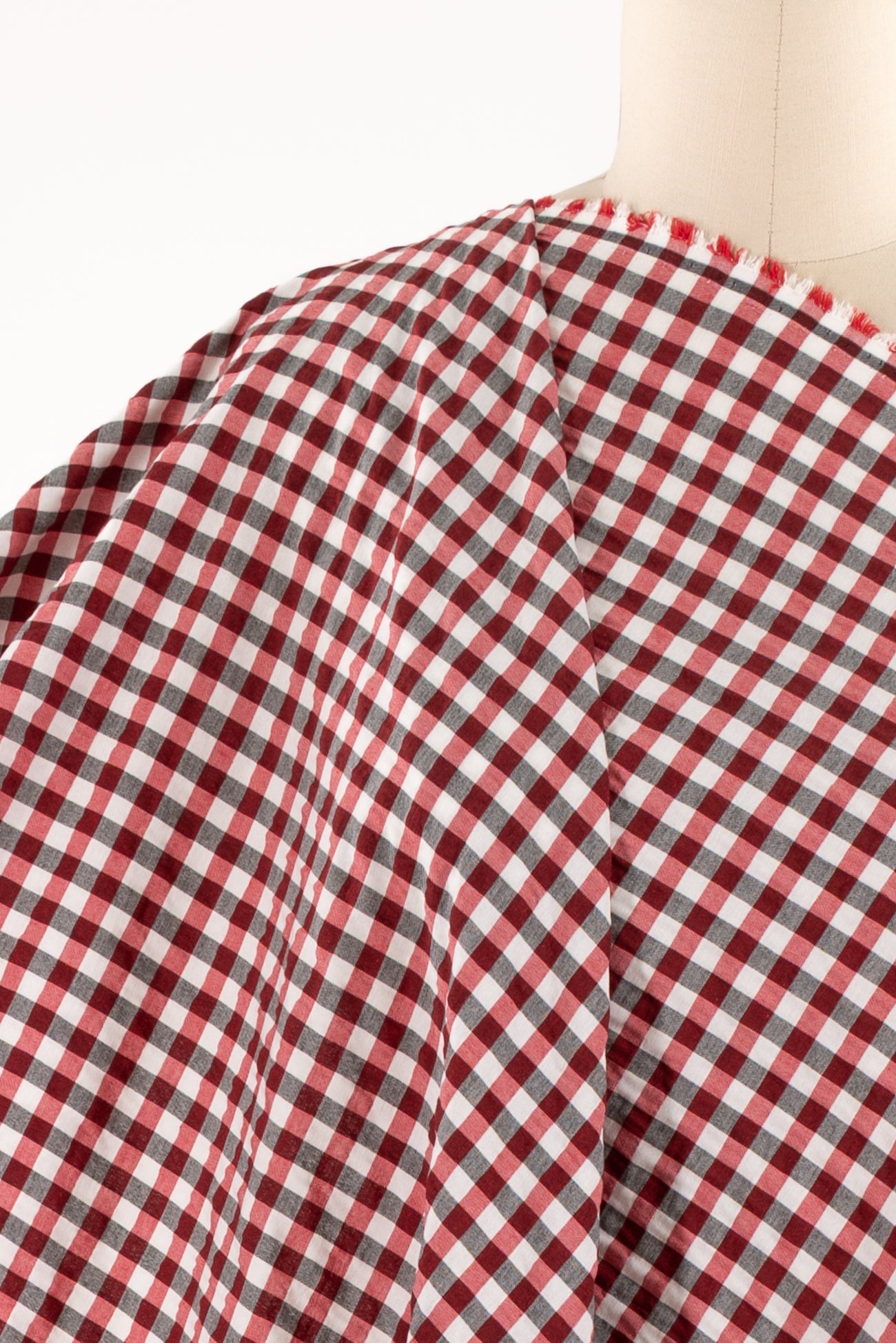 Red Vichy Check Plissé Woven