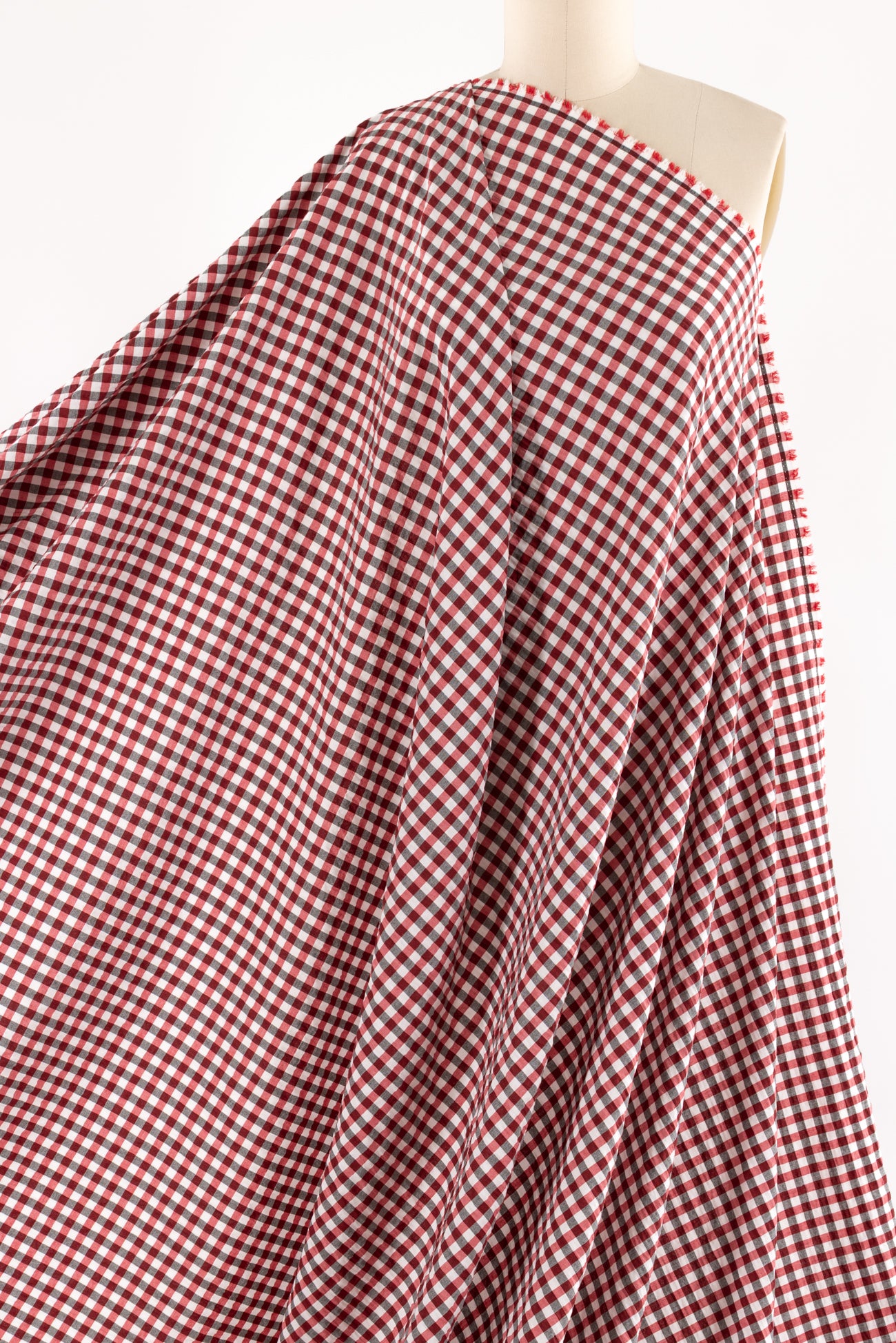 Red Vichy Check Plissé Woven