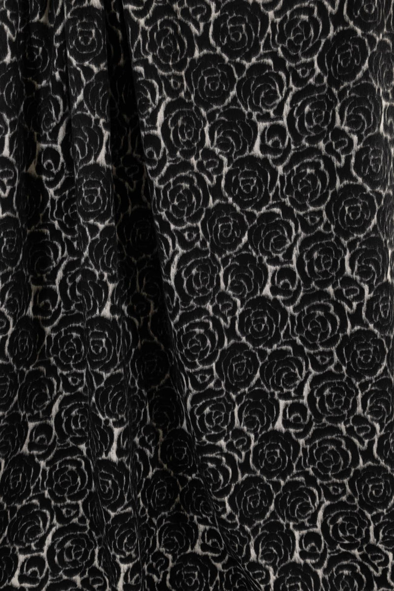 Rosa Black Italian Wool Blend Coating Woven