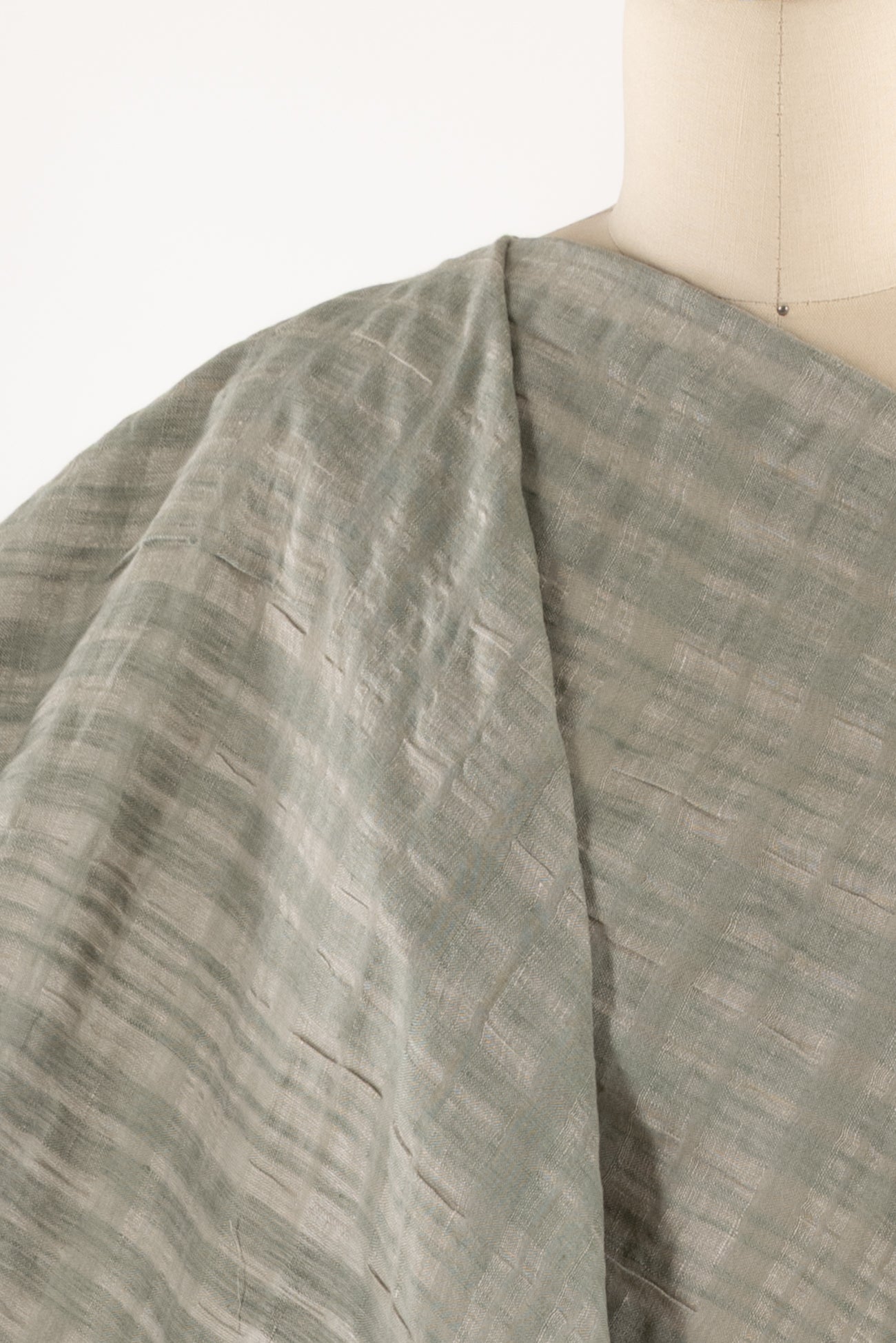 Sage Mist Linen Plissé Woven