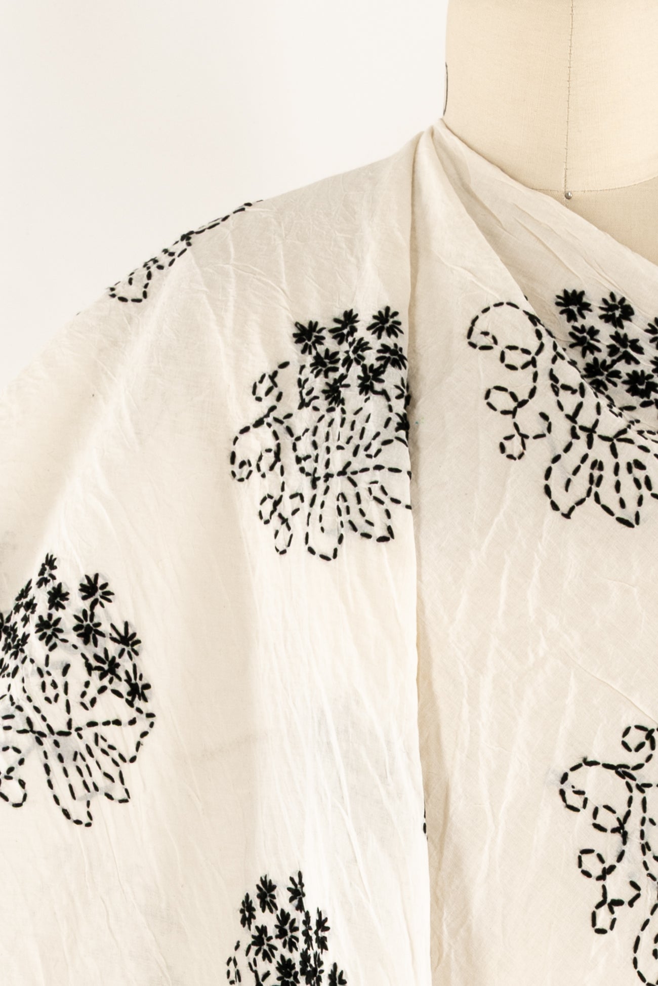 Samsara Hand Embroidered Indian Cotton Woven - SOLD BY THE CUT