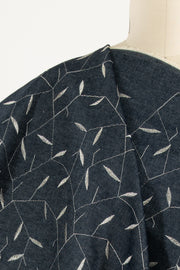 Silver Leaf Embroidered Denim Woven