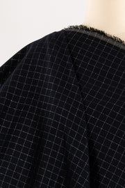 Silver Windowpane Checks Cotton Woven