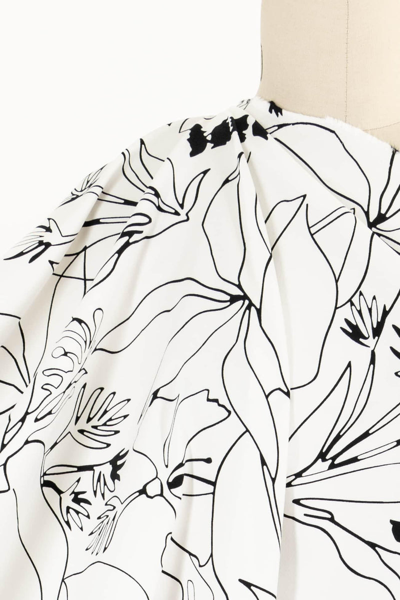 Ace Sketched Floral Stretch Woven - Marcy Tilton Fabrics