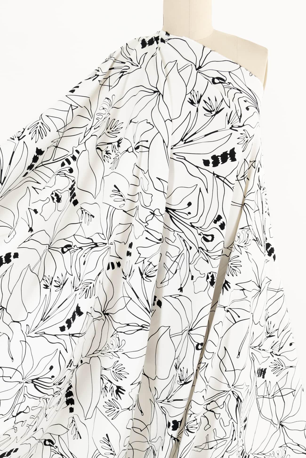 Ace Sketched Floral Stretch Woven - Marcy Tilton Fabrics