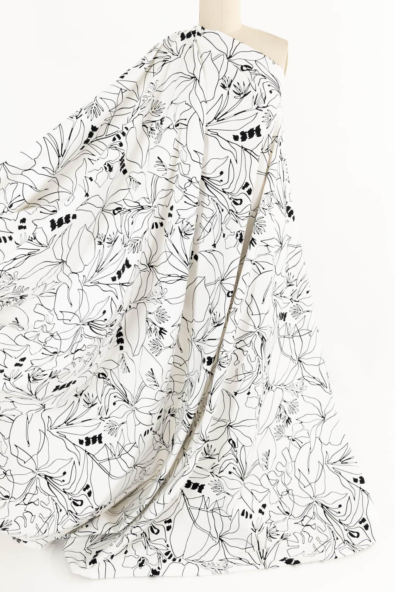 Ace Sketched Floral Stretch Woven - Marcy Tilton Fabrics
