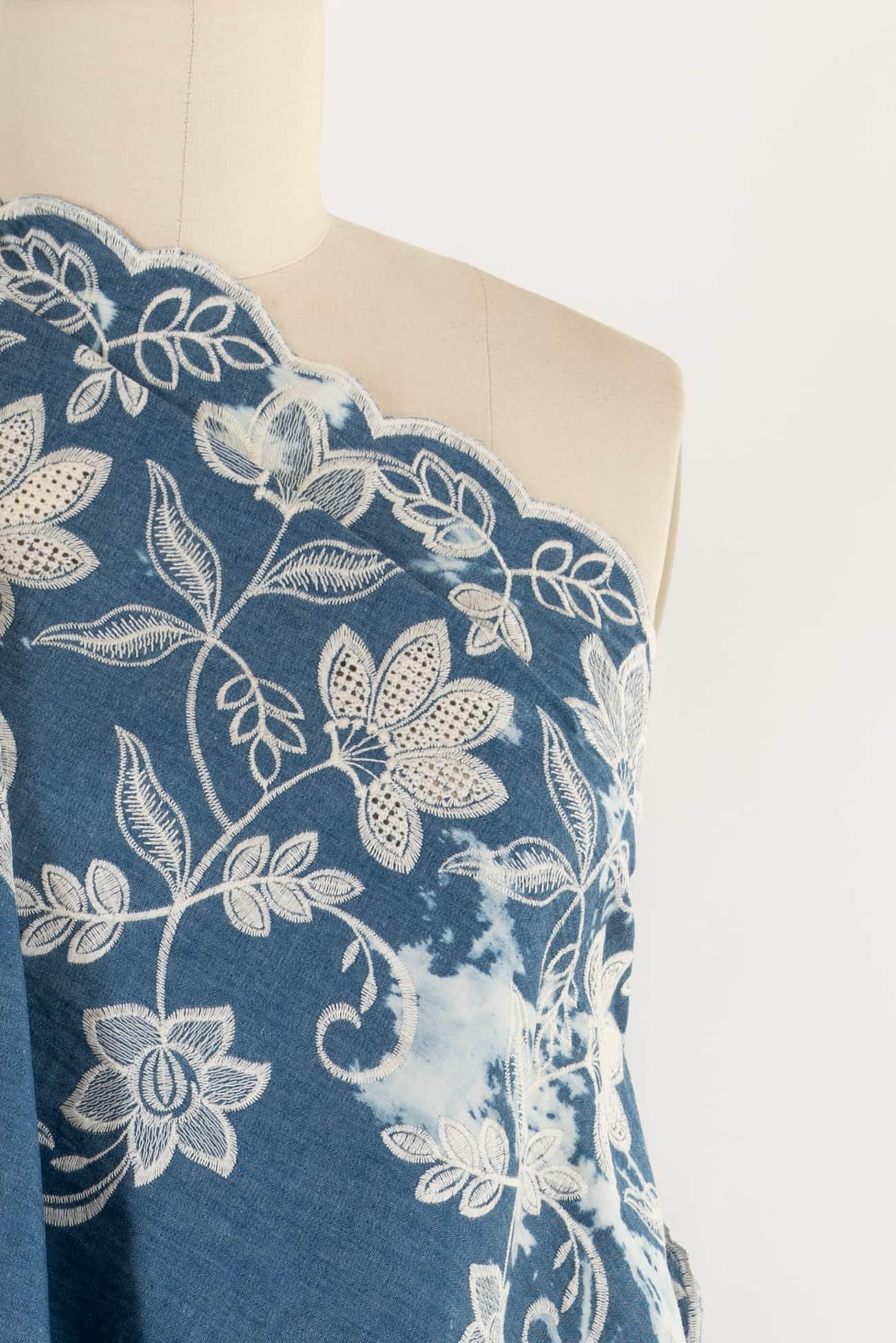 Skyland Shibori Embroidered Cotton Woven - Marcy Tilton Fabrics