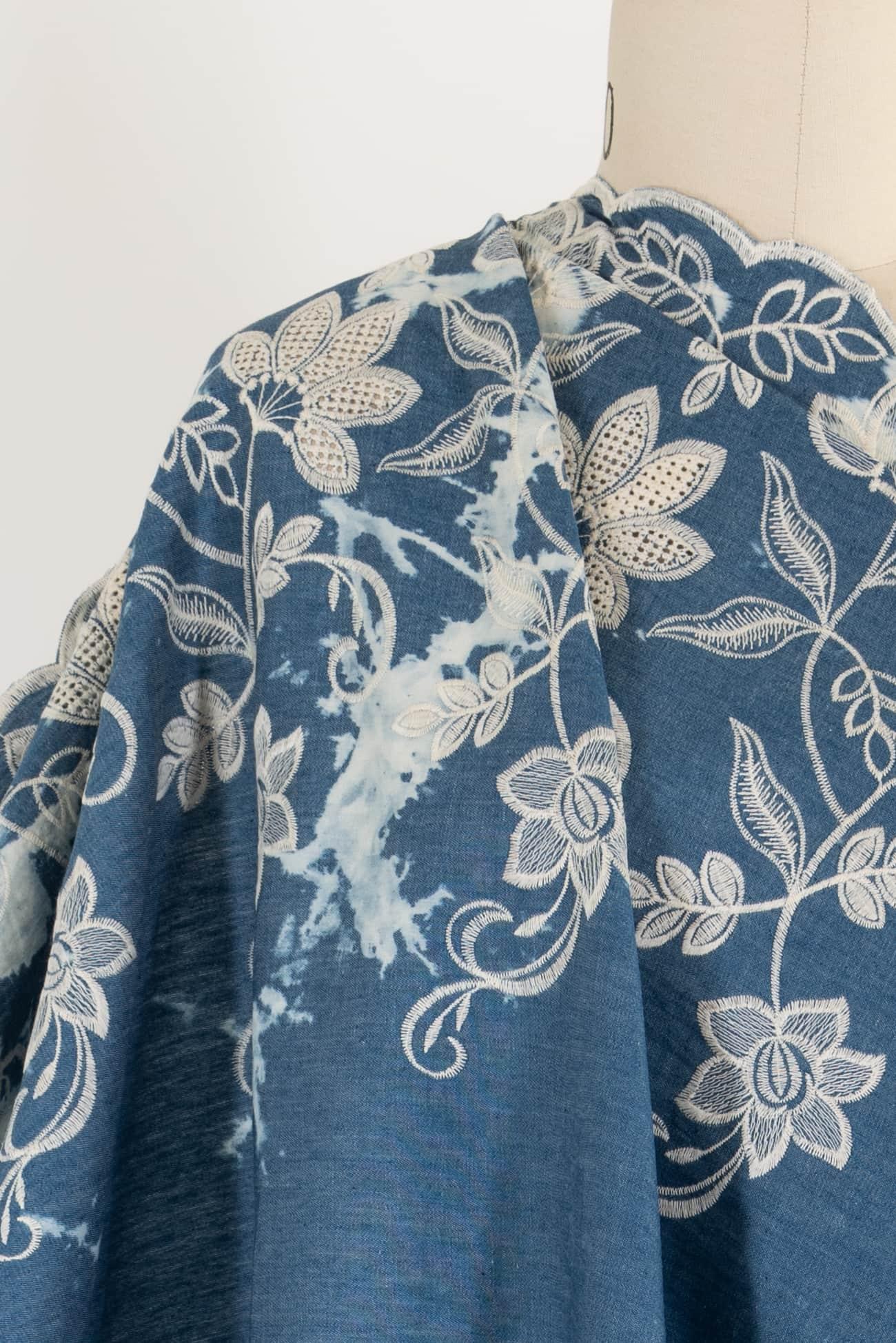 Skyland Shibori Embroidered Cotton Woven - Marcy Tilton Fabrics