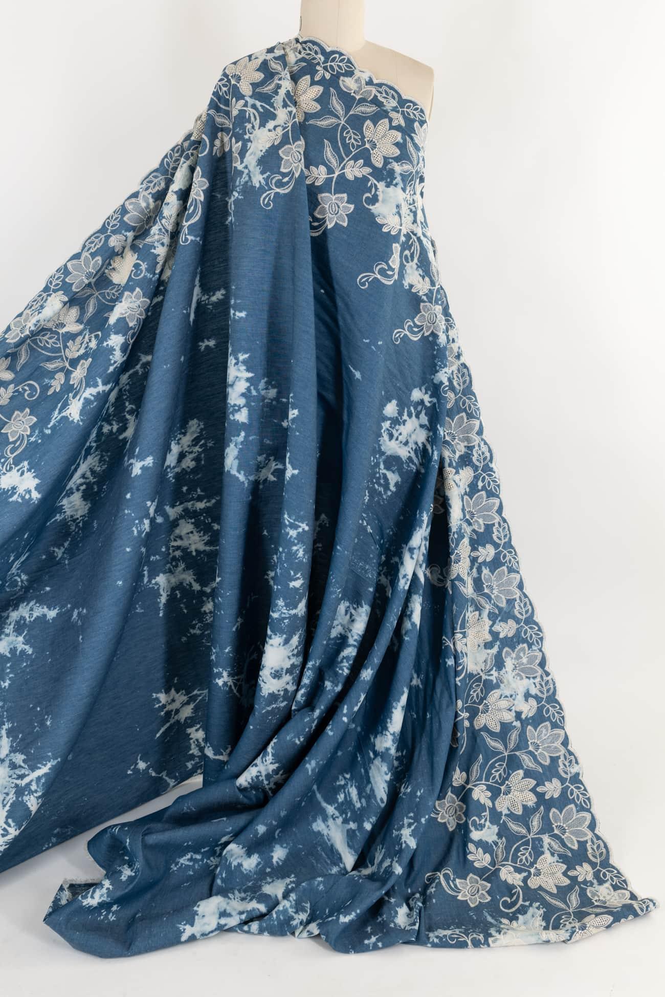 Skyland Shibori Embroidered Cotton Woven - Marcy Tilton Fabrics