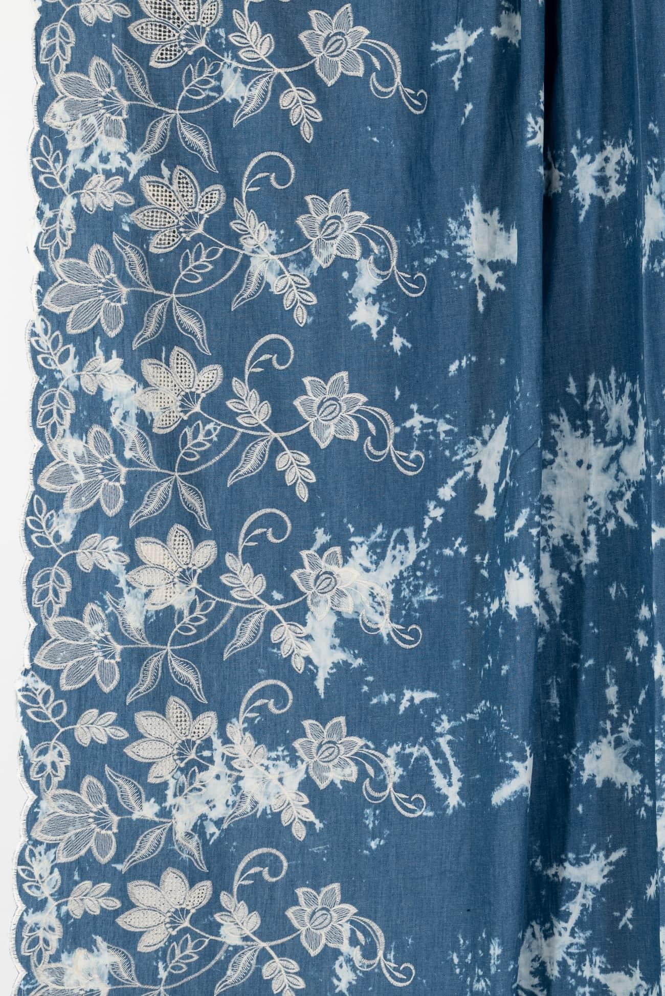 Skyland Shibori Embroidered Cotton Woven - Marcy Tilton Fabrics