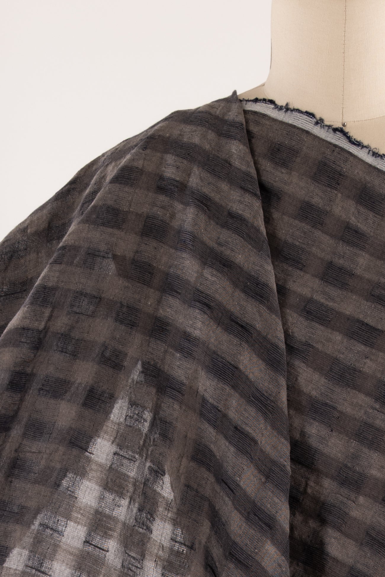 Slate Mist Linen Plissé Woven