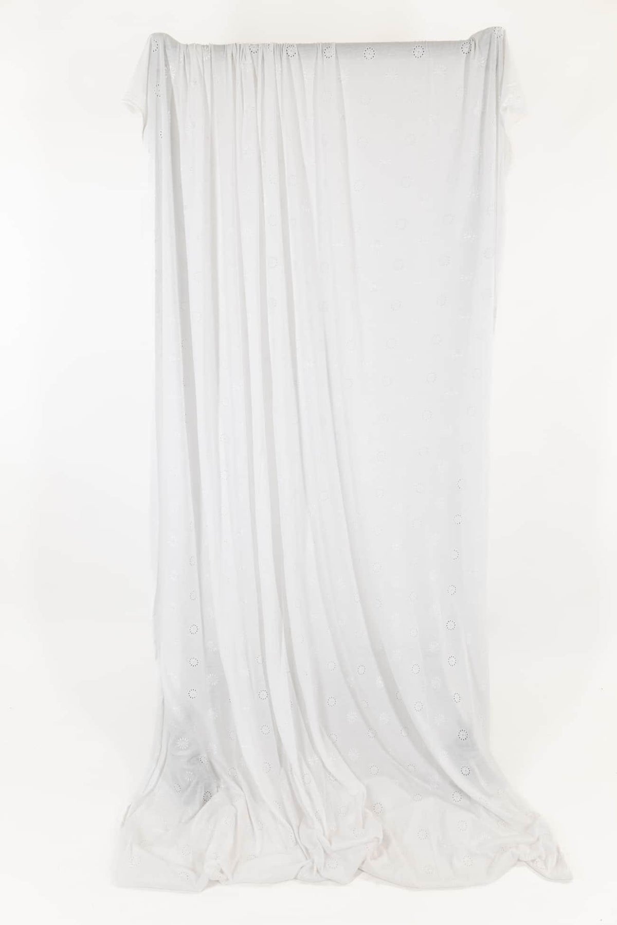 Snowdrop Embroidered Eyelet White Knit - Marcy Tilton Fabrics