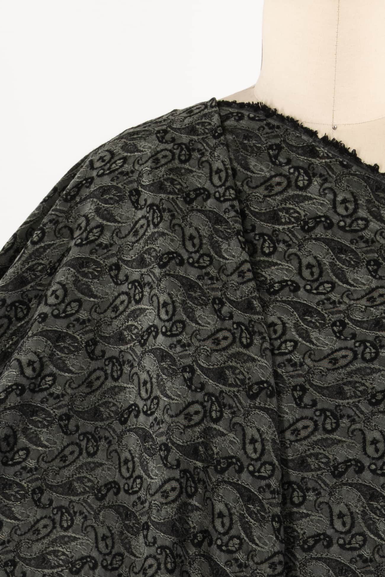 Soft Sage Paisley Rayon Jacquard Woven - ENDCUT