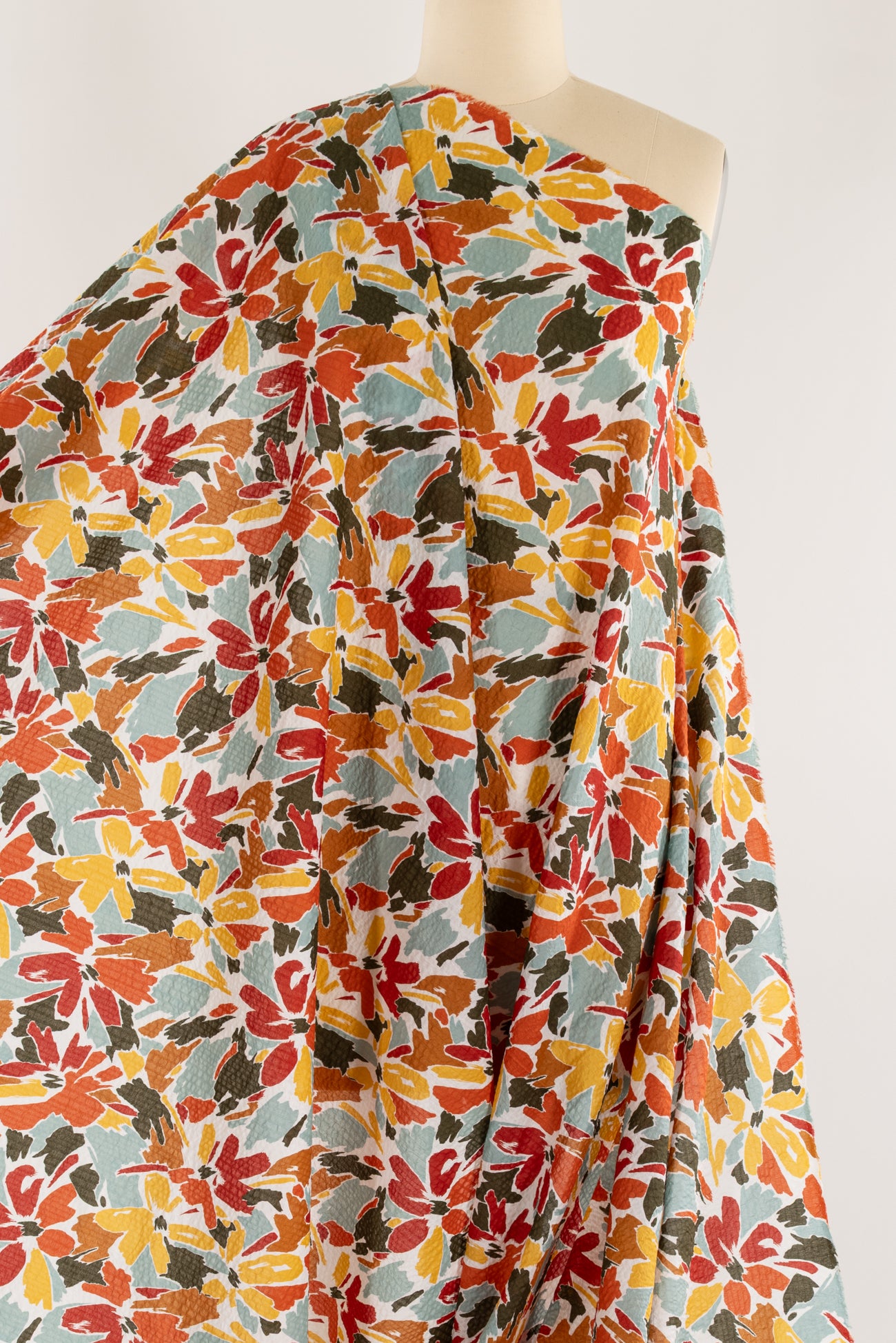 Sapphire Stitches Embroidered Indian Cotton Woven - SOLD BY THE CUT