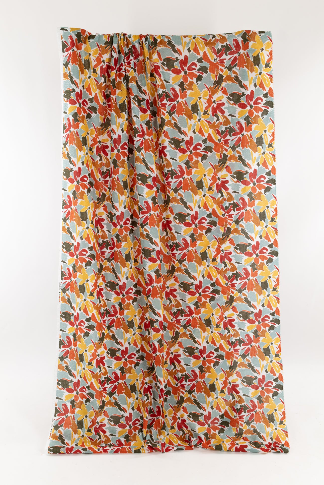 Sapphire Stitches Embroidered Indian Cotton Woven - SOLD BY THE CUT