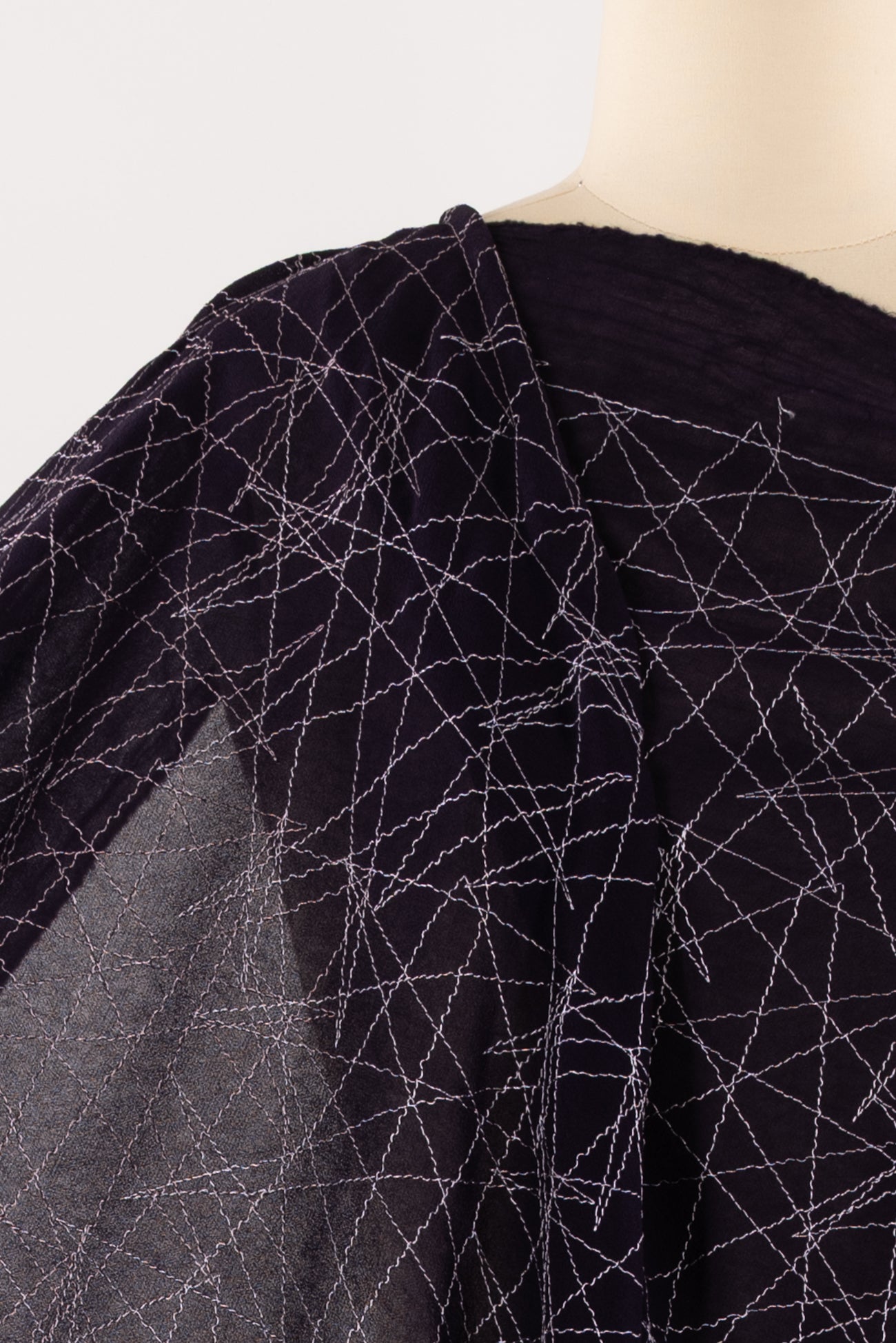 Aubergine Stitched Georgette Woven