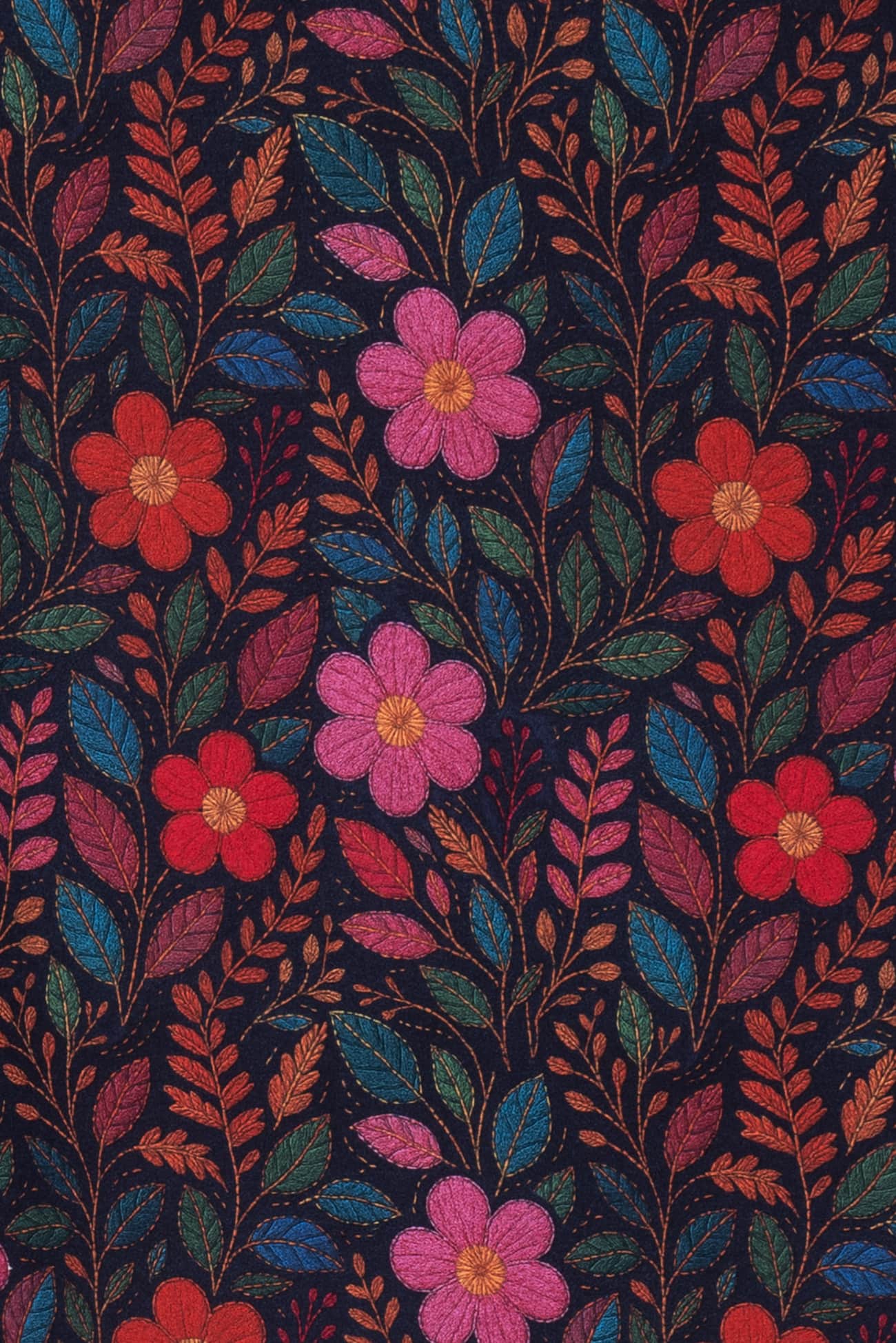 Stitched Blooms Dutch Cotton French Terry Knit