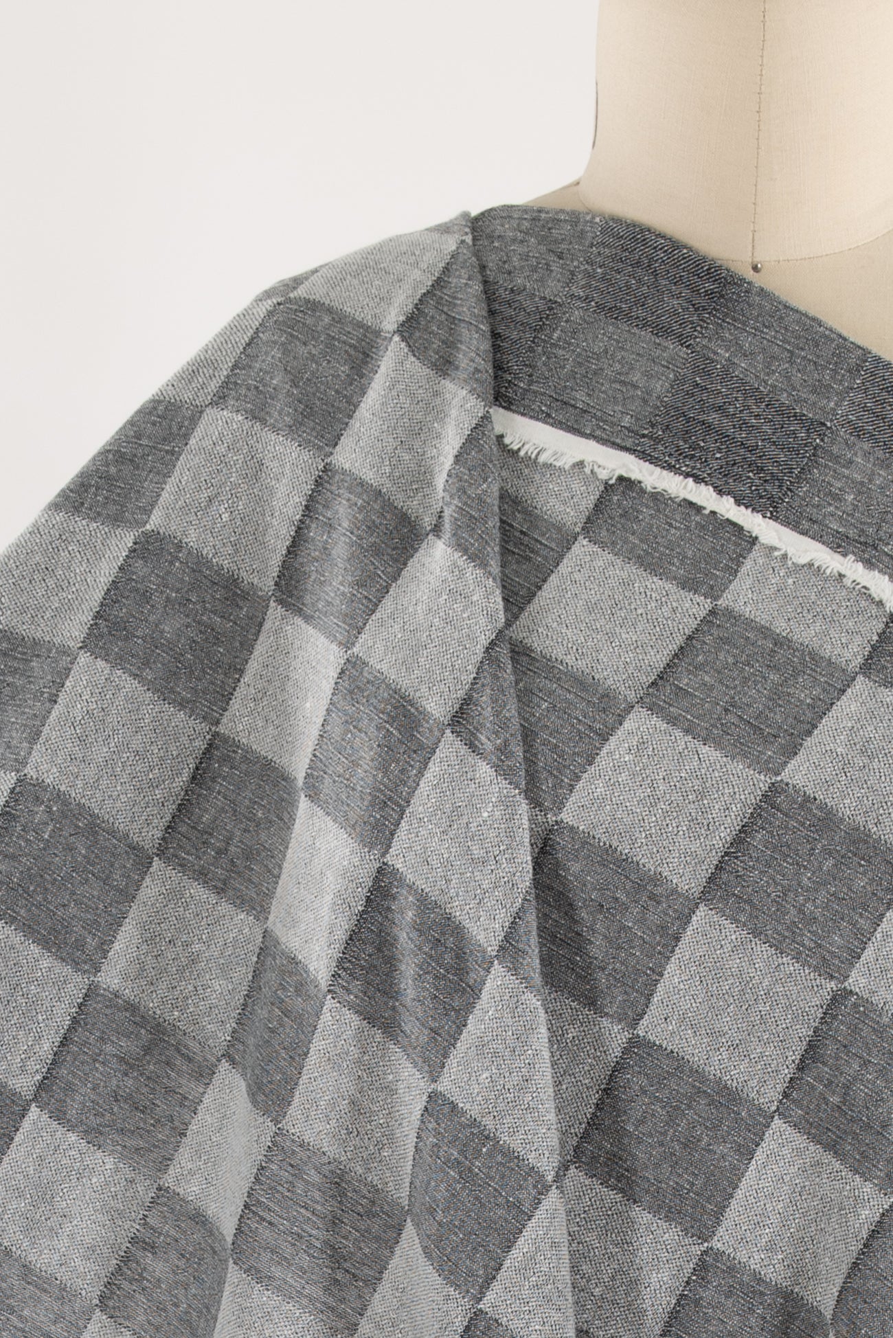 Stone Check Linen Jacquard Woven