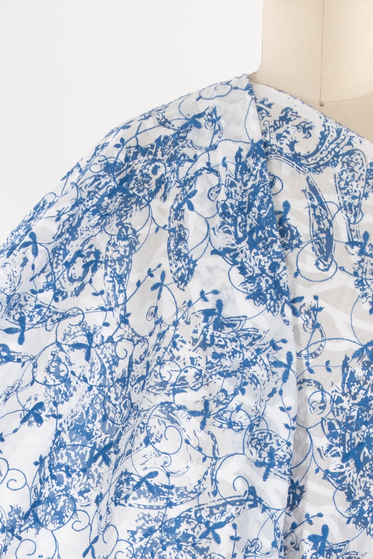 Tangled Up In Blue Embroidered Cotton Jacquard Woven