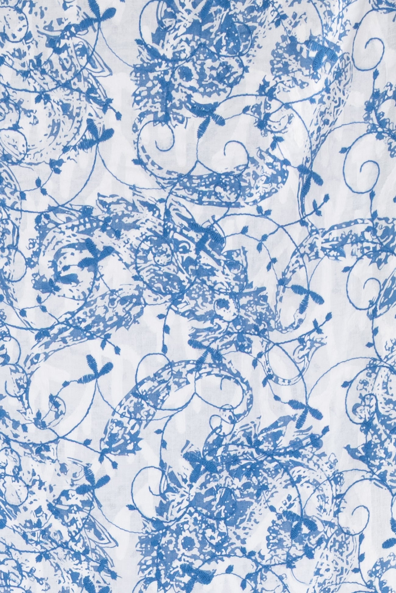 Tangled Up In Blue Embroidered Cotton Jacquard Woven