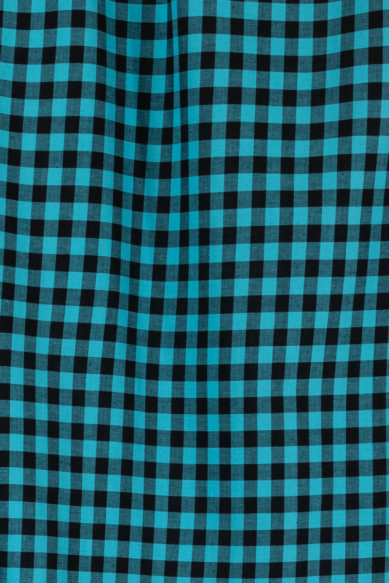 Taos Turquoise Checks Cotton Woven